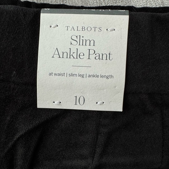 NWT Talbots Black Velveteen Slim Ankle Pants Classic Fit Holiday Work Size 10 - Picture 7 of 8